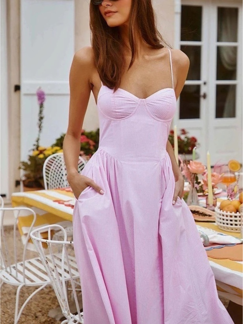 NWT ASTR the Label Bellamy Striped Sweetheart A-Line Midi Dress Midi Dress